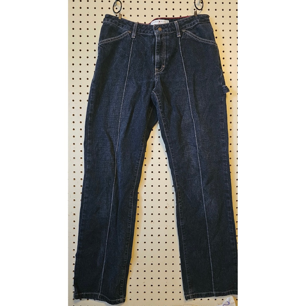 Tommy Hilfiger Jeans Womens 6 Newest Slim Painter Blue Black Seam Denim Vintage